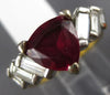 1.58CT DIAMOND AAA RHODOLITE 18K 2 TONE GOLD TRILLION & BAGUETTE ENGAGEMENT RING
