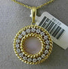 ESTATE LARGE .28CT DIAMOND 14K TWO TONE GOLD CIRCLE MOTHER OF PEARL HALO PENDANT