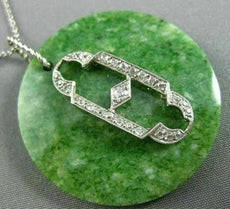 ANTIQUE LARGE .45CT OLD MINE DIAMOND & JADE PLATINUM 3D CIRCLE PENDANT #25415