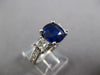 LARGE 3.12CT DIAMOND & AAA SAPPHIRE 14K WHITE GOLD 3 STONE ENGAGEMENT RING 27230
