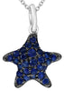 ESTATE .46CT AAA SAPPHIRE 14KT WHITE GOLD CLASSIC STARFISH FUN FLOATING PENDANT
