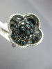 LARGE 1.25CT WHITE & BLUE DIAMOND 14KT WHITE GOLD 4 LEAF CLOVER FLOWER LOVE RING