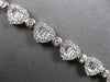 LARGE 3.79CT DIAMOND 18K WHITE GOLD ROUND & BAGUETTE MULTI HEART TENNIS BRACELET