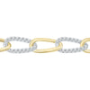 ESTATE 1.50CT DIAMOND 14KT WHITE & YELLOW GOLD CLASSIC OVAL LINK TENNIS BRACELET