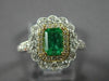 ESTATE WIDE 1.08CT DIAMOND AAA EMERALD 14KT TWO TONE GOLD FLOWER ENGAGEMENT RING
