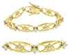 ESTATE WIDE 2.26CT DIAMOND 14KT 2 TONE GOLD 3D MULTI FLOWER FUN TENNIS BRACELET