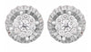 ESTATE .54CT DIAMOND 18K WHITE GOLD ROUND FLOWER HALO DIAMOND CUT STUD EARRINGS