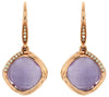 13.74CT DIAMOND & AAA AMETHYST 14KT ROSE GOLD CUSHION DIAGONAL HANGING EARRINGS