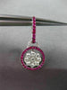ANTIQUE 1.53CT PINK SAPPHIRE & DIAMOND 18KT WHITE GOLD FLOWER HANGING EARRINGS
