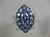 ESTATE LARGE 6.37CT BLACK DIAMOND & TANZANITE 14K WHITE GOLD MARQUISE SHAPE RING