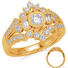 WIDE .75CT DIAMOND 14KT YELLOW GOLD 3D ROUND & BAGUETTE OPEN FILIGREE CROWN RING