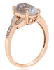 3.34CT DIAMOND & AAA WHITE TOPAZ 14KT ROSE GOLD 3D OVAL & ROUND ENGAGEMENT RING
