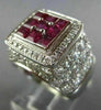 ESTATE LARGE 4.65CT DIAMOND & AAA RUBY 18KT WHITE GOLD 3D SQUARE INVISIBLE RING