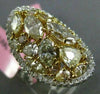ESTATE LARGE 4.13CT WHITE & FANCY YELLOW DIAMOND 18KT GOLD 3D OVAL CLUSTER RING