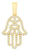 ESTATE .30CT DIAMOND 14KT YELLOW GOLD 3D HAMSA LUCKY FUN FLOATING PENDANT