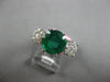 GIA LARGE 3.30CT DIAMOND & AAA EMERALD 18K WHITE GOLD 3D 3 STONE ENGAGEMENT RING