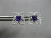 .75CT DIAMOND & AAA AMETHYST 14KT WHITE GOLD PRINCESS CUT & ROUND STUD EARRINGS