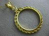 ESTATE 14KT YELLOW GOLD 3D CLASSIC ROPE ROUND COIN FRAME PENDANT #MILANO027