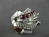 ANTIQUE .91CT OLD MINE DIAMOND RUBY 14KT WHITE GOLD FILIGREE COCKTAIL RING 20824