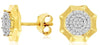 ESTATE .15CT DIAMOND 14KT 2 TONE GOLD 3D CLASSIC FLOWER OCTAGON STUD EARRINGS