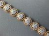 ESTATE WIDE 4.53CT DIAMOND 14KT WHITE & ROSE GOLD CLUSTER FLOWER TENNIS BRACELET