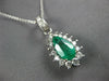 1.96CT DIAMOND & COLOMBIAN EMERALD 14K WHITE GOLD PEAR SHAPE HALO PENDANT #27053