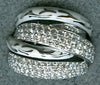LARGE 1.65CT DIAMOND 18KT WHITE GOLD 3D MULTI ROW WHITE ENAMEL TRINITY FUN RING