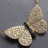 LARGE .52CT WHITE & BLACK DIAMOND 14KT YELLOW GOLD 3D BUTTERFLY LOVE NECKLACE