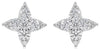 ESTATE .52CT DIAMOND 14KT WHITE GOLD 3D ROUND STAR FLOWER STUD EARRINGS