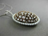 ESTATE LARGE 1.89CT WHITE & PINK DIAMOND 18K 2 TONE GOLD 3D CLUSTER OVAL PENDANT