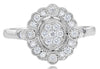 ESTATE .35CT DIAMOND 14KT WHITE GOLD 3D ROUND CLUSTER FILIGREE FLOWER FUN RING