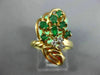 ESTATE WIDE .46CT DIAMOND & AAA EMERALD 14K YELLOW GOLD 3D WOVEN BASKET FUN RING