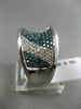 ESTATE LARGE 1.62CT WHITE BLUE DIAMOND 14K WHITE GOLD MULTI ROW CONCAVE FUN RING
