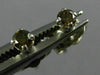 ESTATE SMALL .10CT CHOCOLATE FANCY DIAMOND 14KT WHITE GOLD CLASSIC STUD EARRINGS