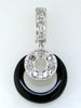 .06CT DIAMOND & AAA ONYX 14KT WHITE GOLD 3D DOUBLE CIRCULAR FILIGREE FUN PENDANT