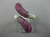 ESTATE WIDE 2.76CT DIAMOND & AAA PINK SAPPHIRE 18K WHITE & BLACK GOLD SNAKE RING
