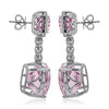 LARGE 50.65CT DIAMOND & AAA PINK SAPPHIRE & KUNZITE 18KT WHITE GOLD FUN EARRINGS