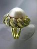 ANTIQUE MASSIVE .35CT DIAMOND 18K TWO TONE GOLD AAA MABE PEARL FLOWER RING 25403