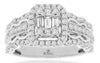 .97CT DIAMOND 14KT WHITE GOLD PRINCESS & BAGUETTE HALO FILIGREE ANNIVERSARY RING