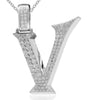 ESTATE EXTRA LARGE 1.52CT DIAMOND 14KT WHITE GOLD V INITIAL FUN FLOATING PENDANT