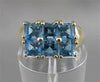 ESTATE 2CTW SQUARE BLUE TOPAZ YELLOW GOLD SQUARE FLOWER RING #20326