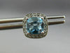 ESTATE 2.18CT DIAMOND & AAA BLUE TOPAZ 14KT WHITE GOLD SQUARE HALO STUD EARRINGS