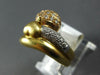.62CT DIAMOND 18K TRI COLOR GOLD 3D DOUBLE ROW HEART DOME FLEXIBLE FLOATING RING