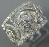 ESTATE WIDE 1.04CT DIAMOND 18KT WHITE GOLD 3D FLOWER OPEN FILIGREE FUN RING