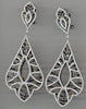 LARGE 4.35CT DIAMOND 18KT WHITE GOLD FILIGREE TEAR DROP FLORAL HANGING EARRINGS