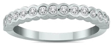.37CT DIAMOND 14KT WHITE GOLD ROUND CLASSIC BEZEL SEMI ETERNITY ANNIVERSARY RING
