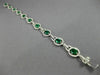 ESTATE WIDE 7.06CT DIAMOND & AAA EMERALD 14KT WHITE GOLD 3D HALO TENNIS BRACELET