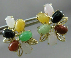 ANTIQUE LARGE AAA MULTI GEM & 14KT YELLOW GOLD FLORAL CLIP ON EARRINGS #22621
