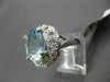 ANTIQUE LARGE 3.77CTW DIAMOND & AAA AQUAMARINE 14KT WHITE GOLD COCKTAIL RING