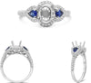 .69CT DIAMOND & AAA SAPPHIRE 14KT WHITE GOLD ROUND & PEAR SHAPE ENGAGEMENT RING